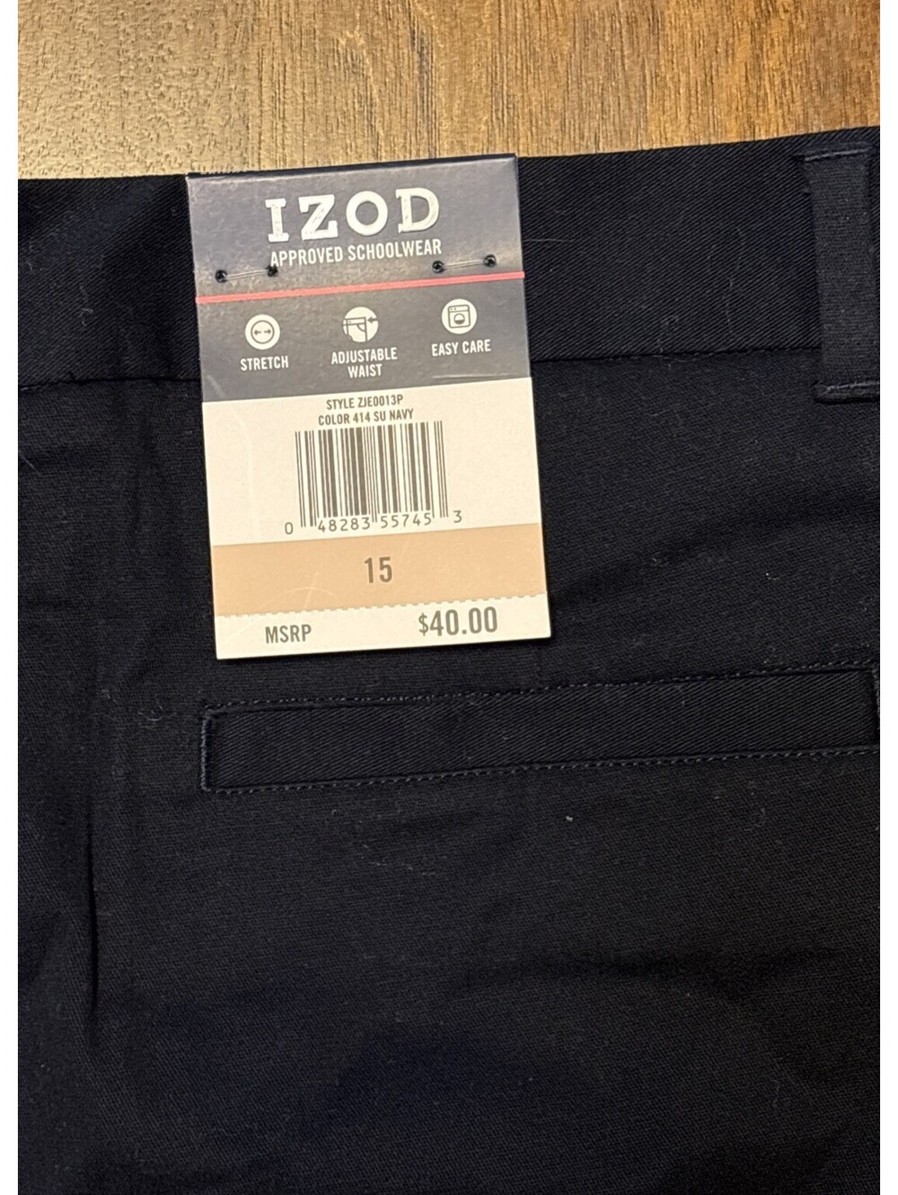 NWT IZOD Juniors Uniform Bermuda Shorts, Stretch, Navy Sz 15